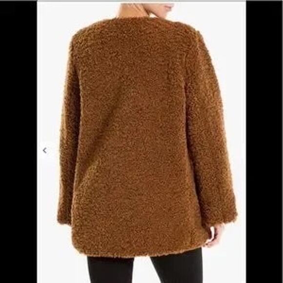 Max Studio Faux Fur Brown-Rust Teddy Coat  Sz M Relaxed Fit Lined Winter Neutral - Picture 2 of 5